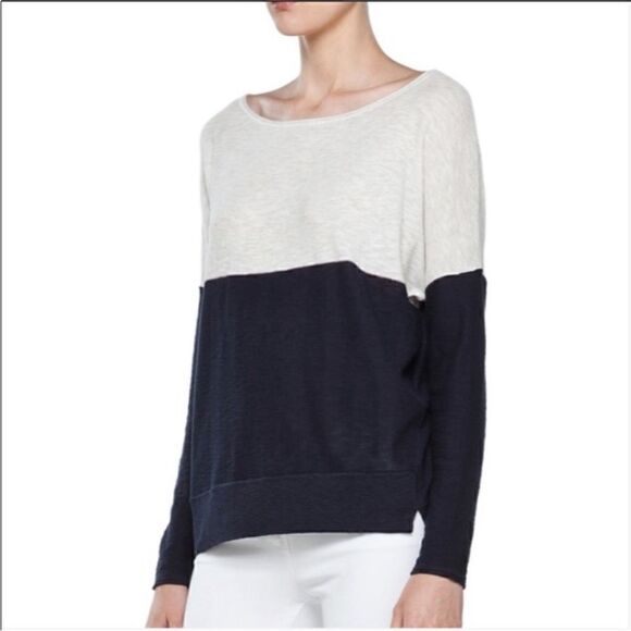 Vince Sweater Cream and Navy Color Block Sweater| Size S - Picture 2 of 7
